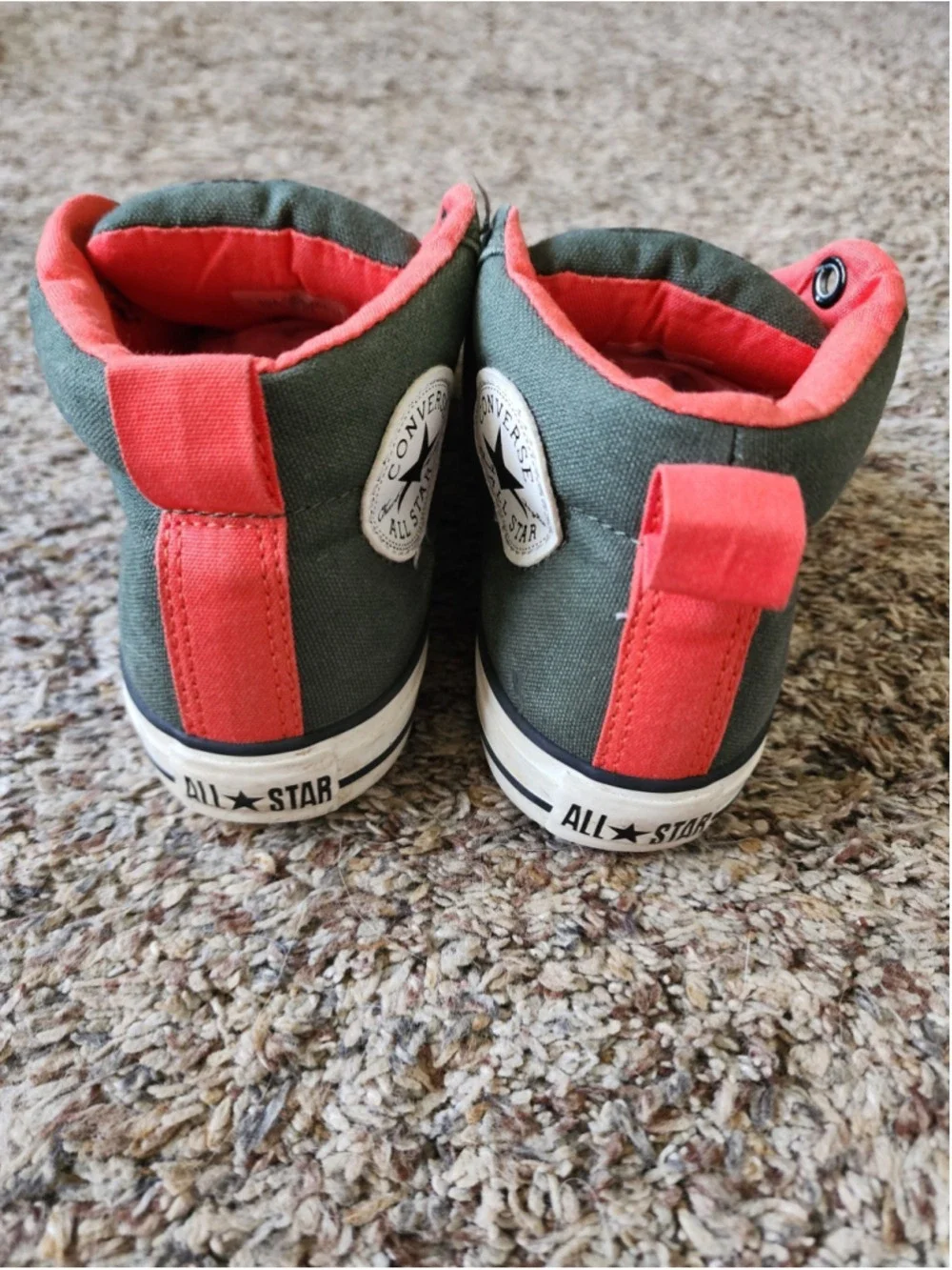 Converse Chuck Taylor All Star Mid Junior 3.5 Army Green Olive Orange EXCELLENT